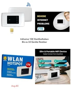 Mobiler WLAN-Hotspot Connect ZTE MF920U LTE WLAN Router + 10€ Guthaben + SIM - Bild 1 von 1