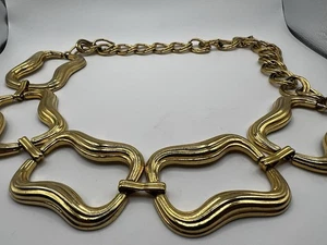 Vintage Gold Tone Chain Belt Rectangle Chunky Chain Style 27”L - Picture 1 of 6