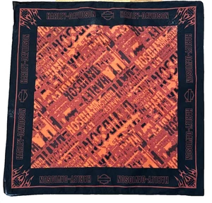 Harley-Davidson Bandana Naranja Negro Barra y Escudo 24" x 23.5" Algodón - Imagen 1 de 7