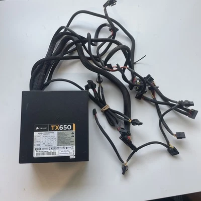 Corsair CMPSU-TX650 650 Watt ATX Power Supply Enthusiast Series Tested Working - Image 1 of 4