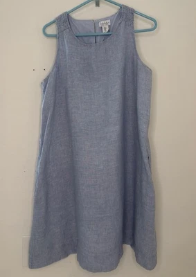Nicole Miller 100% Linen Tank Shift Dress Light Blue Size Lg - Image 1 of 4