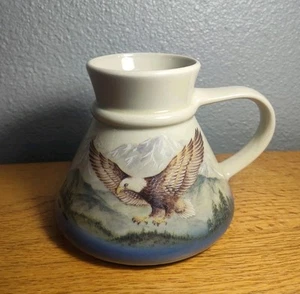 Vintage Hand Painted Otagiri Japan Large Mug No Tip Scenic Eagle 4.5" x 4.5" - Picture 1 of 5