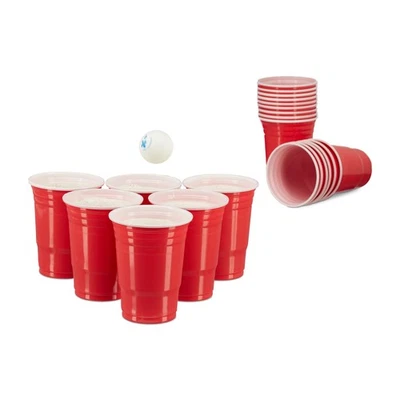RELAXDAYS 200x Beer Pong Becher Partybecher Kunststoff Trinkbecher Ausschankbecher rot
