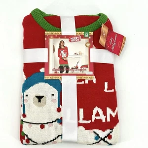 Merry Moments Llama Christmas Tunic Sweater Women’s Size Medium Funny Holiday - Picture 1 of 4