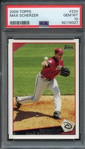 2009 Topps #224 Max Scherzer PSA 10 Arizona Diamondbacks 9327 - Picture 1 of 2