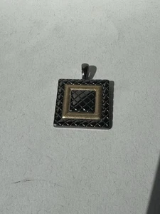 Lia Sophia “Stitch” Gold/Hematite Tone Square Pendant Slide - Picture 1 of 11