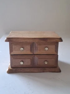 Vintage Wooden Jewellery Box Chest Of Drawers Small - Picture 1 of 10