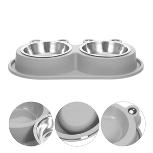 Ciotola Cibo per Cani di Piccola Taglia: Doppia Ciotola per Gatti - Mangiatoia per Animali Domestici Antiversamento - Acciaio Inox - Foto 1 di 20