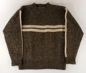 Abercrombie & Fitch 100% Shetland Wolle Rundhals Pullover gestreift braun Herren M - Bild 1 von 6