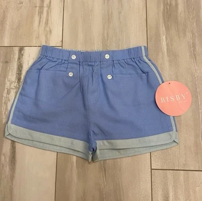 New! Bisby by Little English Blue Linen Sailor Style Shorts,  Girls Size 12 - Image 1 of 4