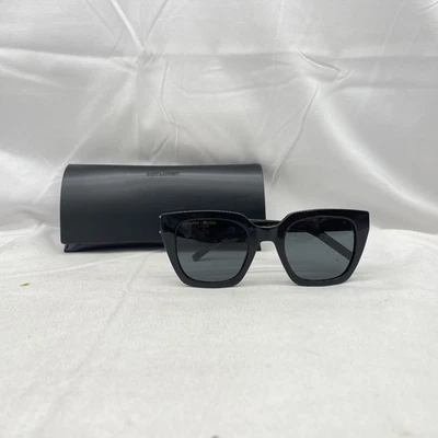 Saint Laurent Wmens Square Cat Eye YSL Logo Sunglasses SLM143 Black - Image 1 of 4