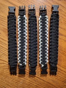 Lot of 5 King Cobra Weaved Paracord Bracelets 6.5 In Wrist Size Handmade USA - Picture 1 of 4