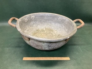 Antiker handgefertigter Kupfertopf Süßigkeitenkessel Konditoren Eisengriffe 17 Zoll um 1800 - Bild 1 von 17
