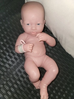 Muñeca bebé de vinilo Bereguer de 14 pulgadas con ojos azules fijos articulados recién nacido Foto 1 de 4