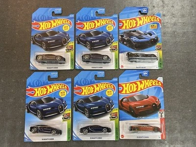 Hot Wheels 2016 Bugatti Chiron lote de 6 azul y rojo nuevo en caja Foto 1 de 4
