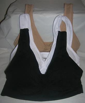 NUEVO GENIE Estilo Sujetador Conjunto De 3 Desnudo Negro Blanco GRANDE Nylon Spandex Almohadilla Extraíble Foto 1 de 4