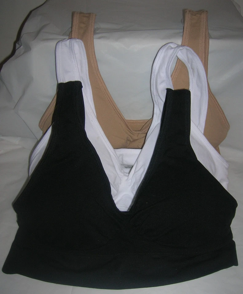 NUEVO GENIE Sujetador Conjunto De 3 Almohadillas Extraíbles Nude Negro Blanco XS/Sm Nylon Spandex Foto 1 de 4