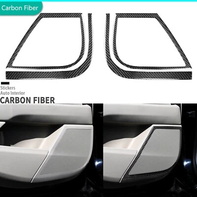 Cubierta de altavoz de puerta trasera interior de fibra de carbono real 4 piezas para Cadillac XTS 2013-19 Foto 1 de 4