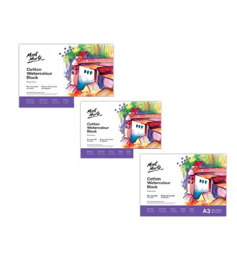 Au Mont Mart Premium Cotton Watercolour Paper Block A3/4/5 Art ink painting - image 1 of 1