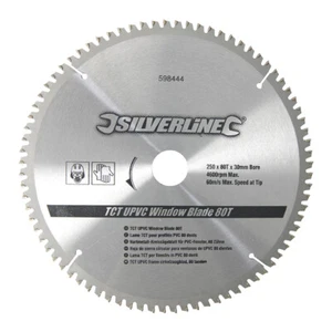 TCT UPVC Window Blade 80T 250 x 30 - 25, 20, 16mm Rings - Silverline - 991699 - Picture 1 of 3