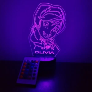 Frozen Anna Light Up Night Light Personalized FREE Character LED Table Lamp - Picture 1 of 7