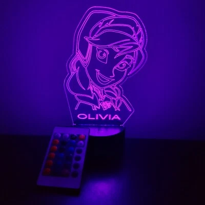 Frozen Anna Luz Nocturna Iluminada Personalizada GRATIS Personalización LED Lámpara de Mesa Foto 1 de 4