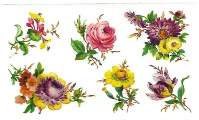 Abziehbild Schiebebild ! DDR 1975 ! BLUMEN Blümchen Aster & Rose Lila, Motiv 679 - Bild 1 von 2