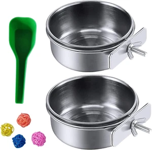 Parrot Feeding Dish Cups,Stainless Steel Food Water Bowl Parakeet Feeder Birds C - Picture 1 of 7