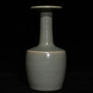 Jarrón de boca de disco de 7,7" antiguo horno ru horno esmalte cian grieta de hielo - Imagen 1 de 9
