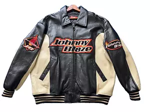 Vintage 90's OG Wu Tang Johnny Blaze leather motorcycle jacket varsity 3XL - Picture 1 of 12