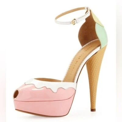 Charlotte Olympia/Cono de Helado Plataforma Rosa Tacón dOrsay Bomba 38.5 8.5 Foto 1 de 4