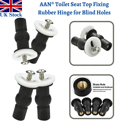 AAN Toilet Seat Top Fittings Replacement Rubber Hinges for Blind Holes (Pack of 4)