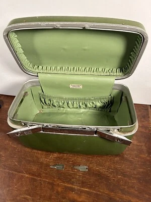 "Estuche de maquillaje cosmético Samsonite Horizon Green Train vintage caja de transporte 17x9x9""" Foto 1 de 4