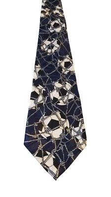 Gravata masculina Steve Harris SOCCER GOAL azul preta branca treinador esportivo pai bola - Imagem 1 de 4