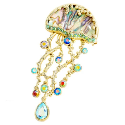 KIRKS FOLLY Fantasia Abalone Jellyfish Pin / Pendant goldtone - Image 1 of 2