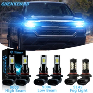 8000K Blue LED Headlights + Fog Bulbs for Silverado 03-06 Avalanche 02-05 - Foto 1 di 11