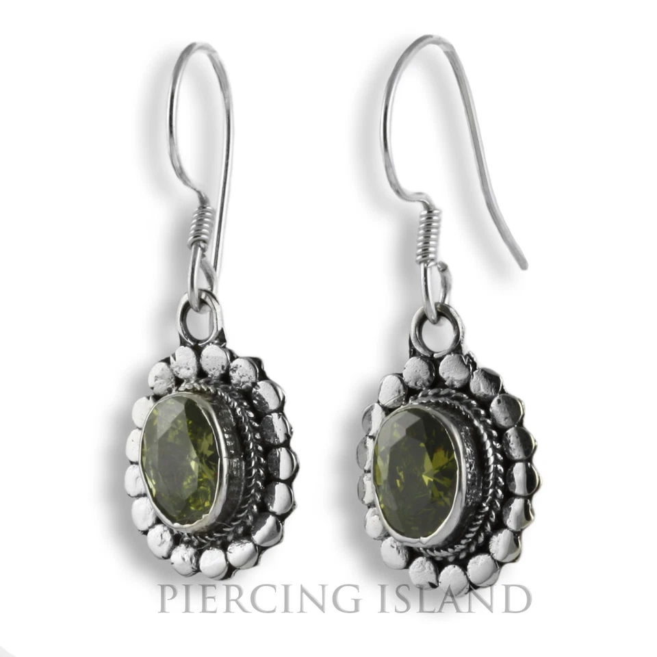 Grüne Peridot Ohrringe Silber Design Schmuck SER250 - Bild 1 von 1