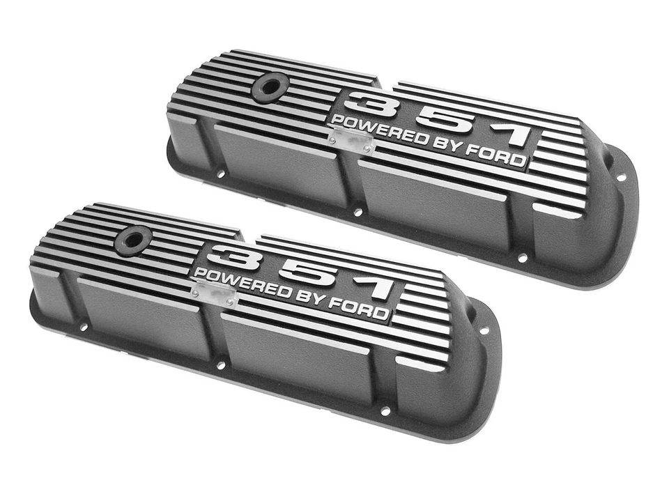 1968-95 351 Вт ПИТАНИЕ ОТ FORD РЕБРИСТЫЕ АЛЮМИНИЕВЫЕ КРЫШКИ КЛАПАНОВ WINDSOR MUSTANG TORINO - Изображение 1 из 1