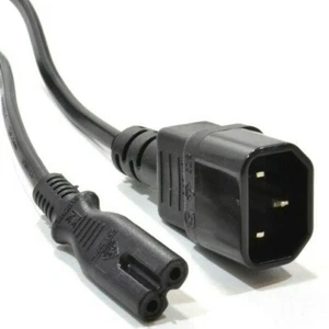 15CM, IEC C14 MALE PLUG TO C7 FIGURE 8 TYPE CONVERTER CABLE, POWER ADAPTER LEAD - Picture 1 of 3