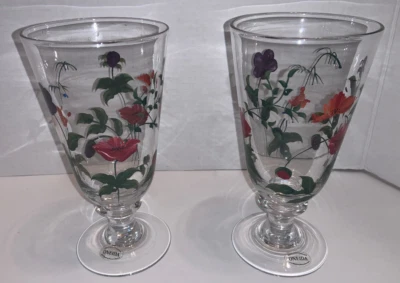 Oneida Hand Painted CRIMSON BLOOM 7 5/8" Iced Tea Large Goblets - LOT OF 2 - Image 1 of 4