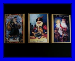THREE VINTAGE POSTCARD GIFT BOXES OF SANTA FOR CHRISTMAS - Picture 1 of 1