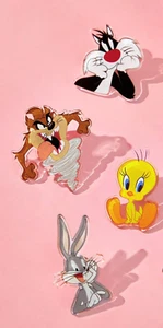 Looney Tunes - Juego de 4 prendedores transparentes Bugs Bunny, diablo de Tasmania, piolín (nuevo) - Imagen 1 de 6