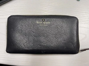 kate spade new york black Leather Cobble Hill Lacey Continental Zip Wallet $148 - Picture 1 of 7