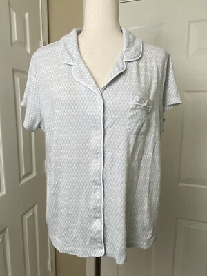 Encore Karen Neuburger Mujer Pijama Dormir Top Talla XL Gris Blanco Tejido Camisa Foto 1 de 4