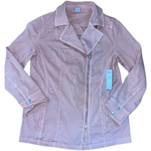 NEU CHICO’S längliche Motorradjacke Freizeit Twill hellrosa Gr. 1 - Bild 1 von 4