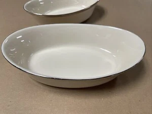 Lenox Solitaire Vegetable Bowl Set 8.5” Silver Trim - Beautiful Condition L1 - Picture 1 of 9