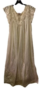 Abito da notte vintage linea ombra lungo bianco pizzo raso taglia grande - Foto 1 di 5