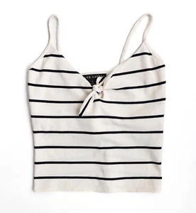 Ralph Lauren women breton stripe vest with tie front, navy & cream, L - Picture 1 of 2