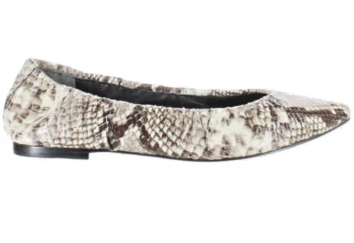 Sigerson Morrison 37.5   US 7 Lahela Gray Leather Snake Ballet Flats Pointy NEW - Image 1 of 4