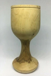 Olive Wood Communion Cup Hand Carved Decor ART designed Around Goblet (13 x 6)cm - Picture 1 of 12